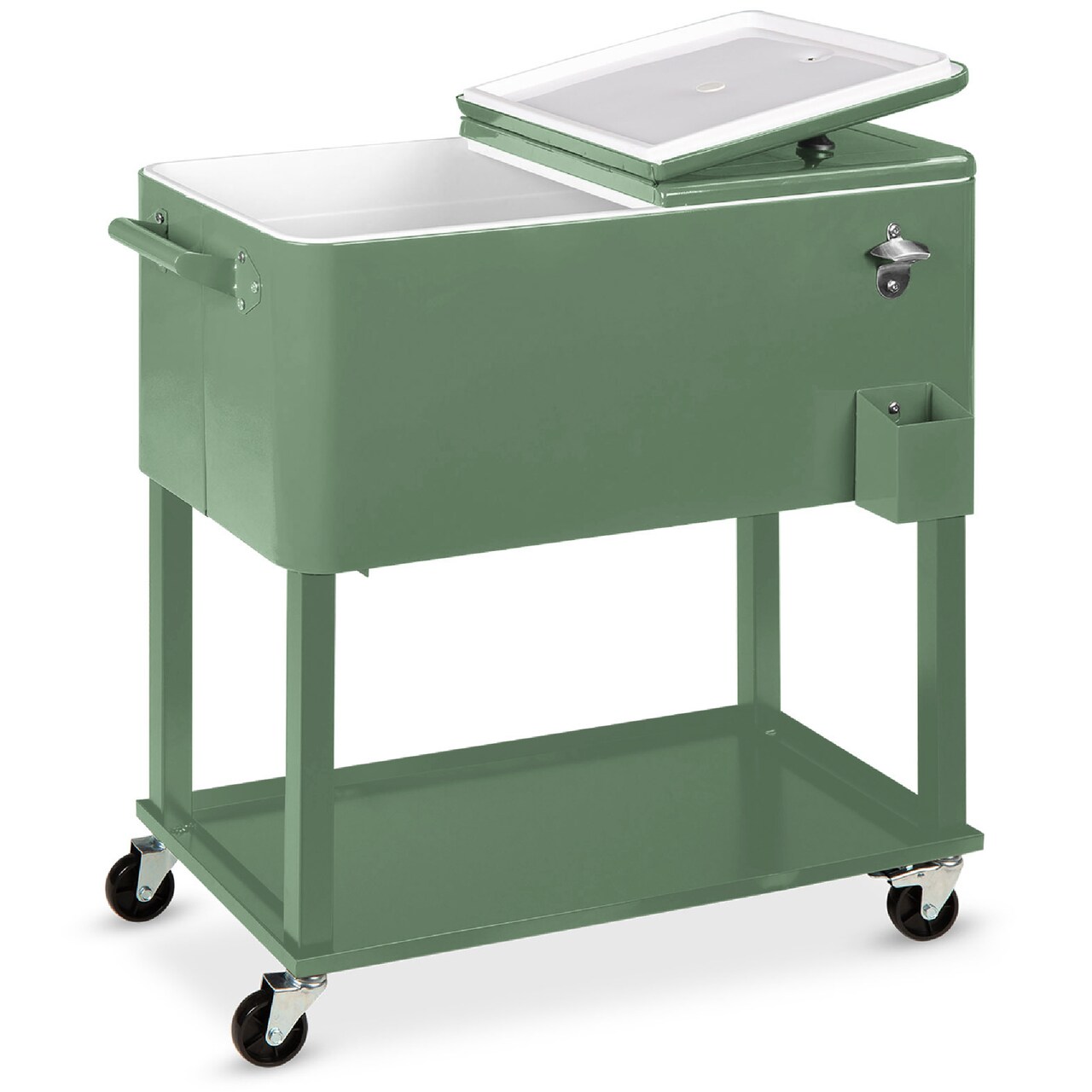 Best Choice Products 80qt Steel Rolling Cooler Cart w/ Bottle Opener, Catch Tray, Drain Plug, Locking Wheels